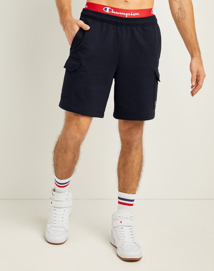 Champion Herre Shorts Mørkeblå - Powerblend Fleece Cargo - Danmark NAG-768319